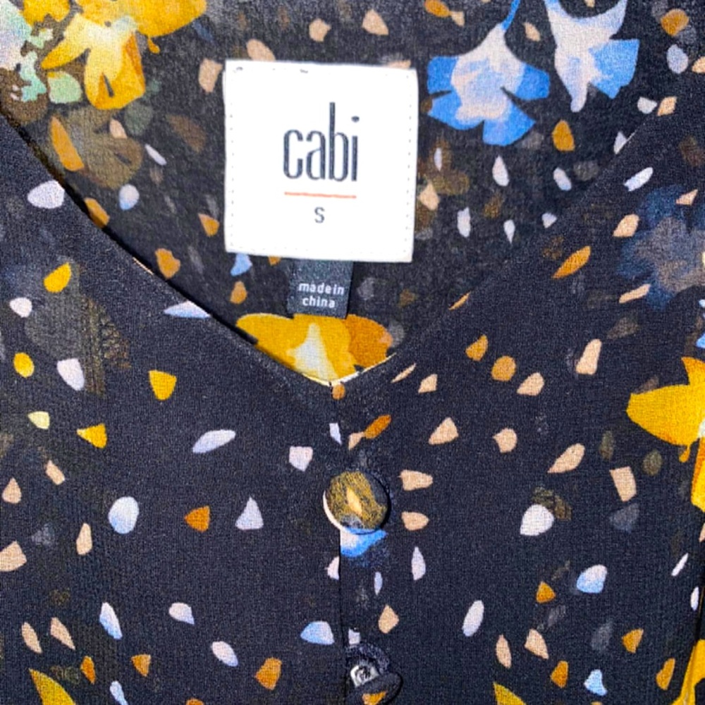 CAbi #3606 Cluster Cami Floral Adjustable Strap Sleeveless Top Black Women's S